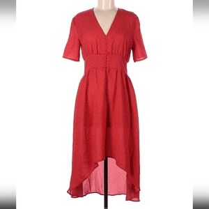 Red patterned high-low dress